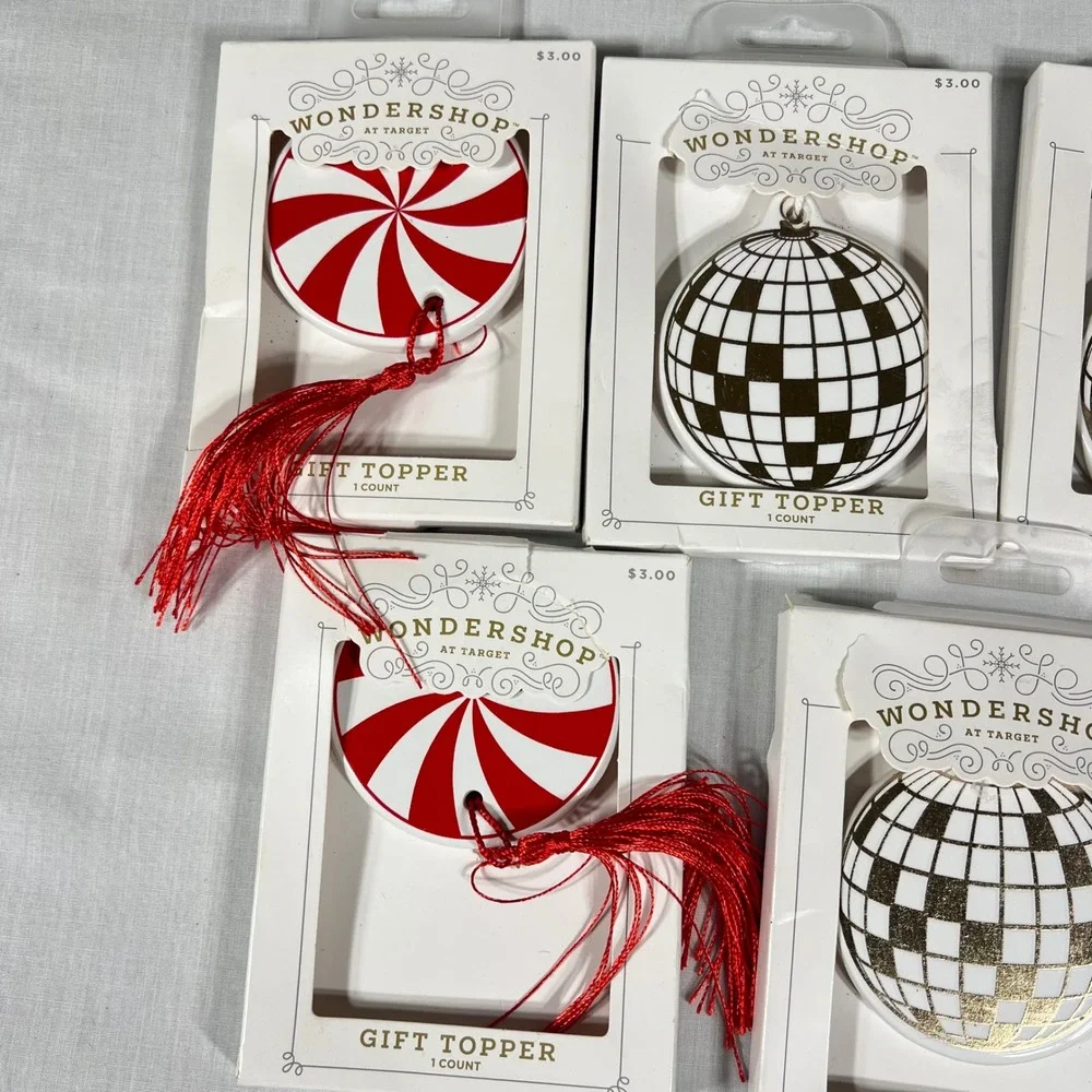 Wondershop Gift Topper Ornament Set Peppermint Disco Ball Multi Color 5 Pack